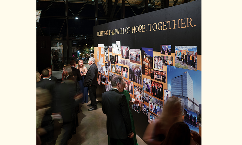 Golden Gala attendees view Massey's historical timeline.