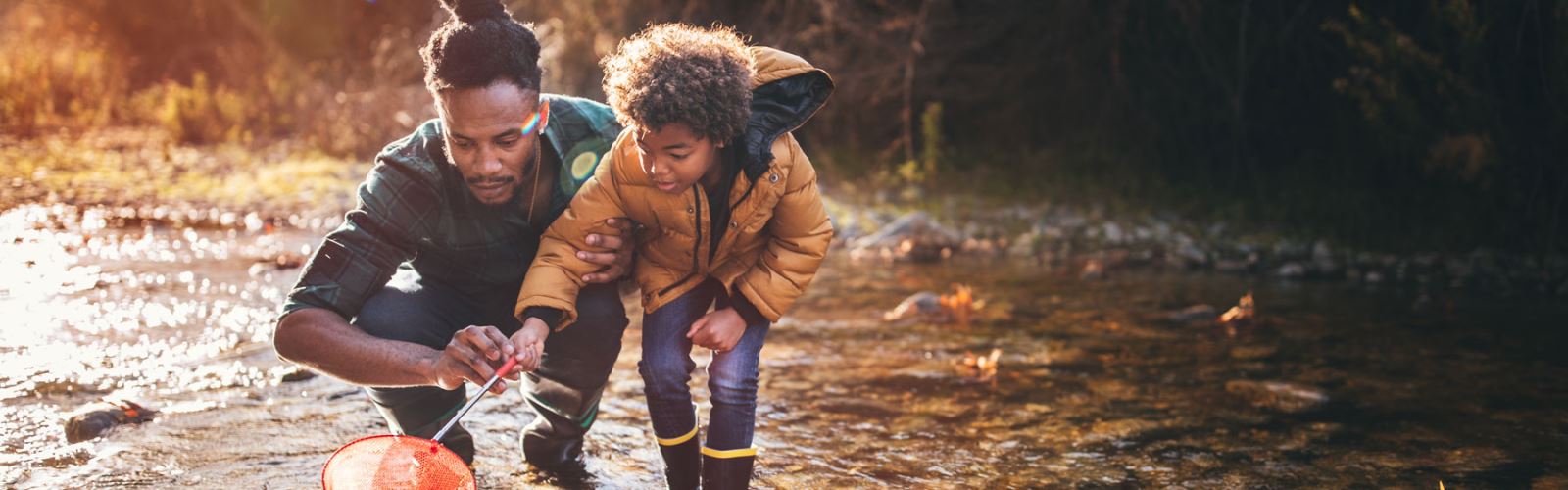 Father and son fishing image