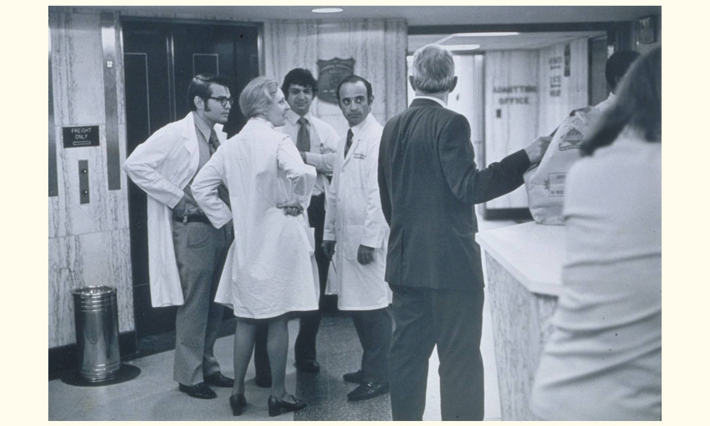 Late 1970’s - Massey doctors and researchers in the lobby of the North Hospital.