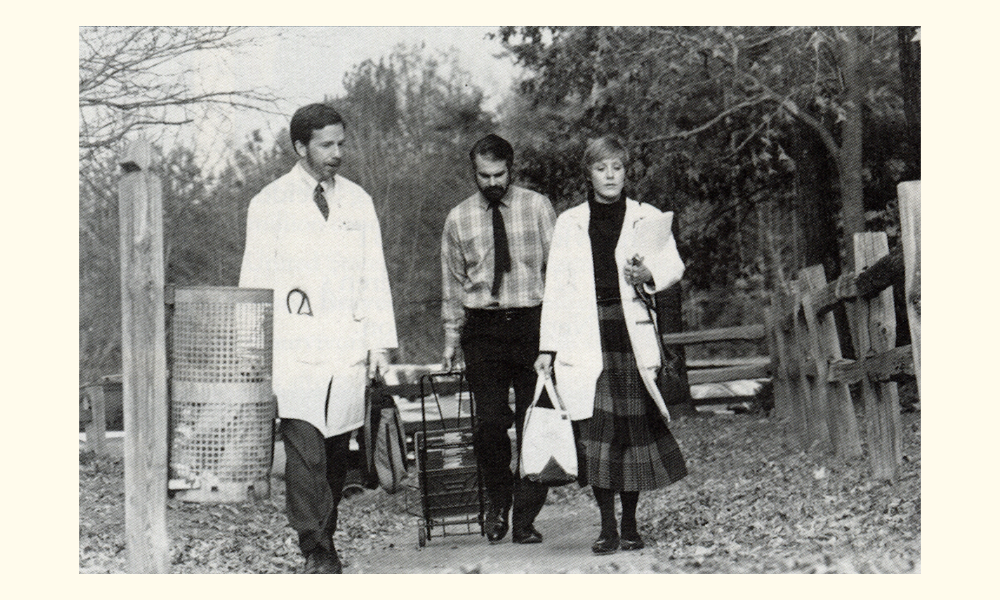 1993 - Christopher E. Desch, M.D., Thomas J. Smith, M.D. and Susan H. Robinson, R.N., M.S., on a trip to the Kilmarnock Outreach site at Rappahannock General Hospital.