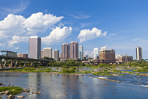 Richmond skyline with views of James River