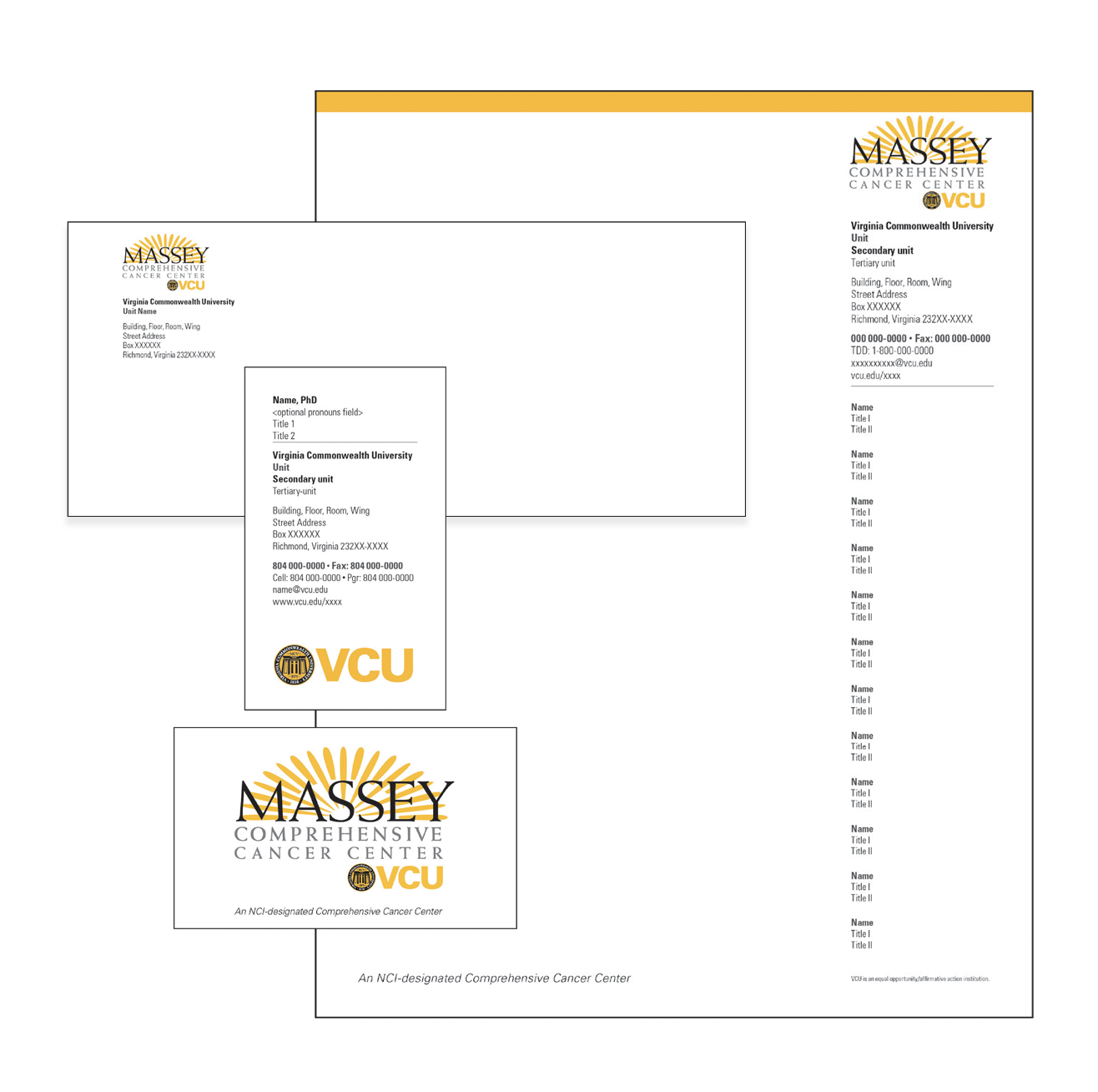 Sample stationary reflecting Massey branding guidelines