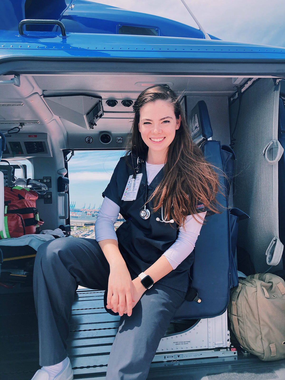 Eleanor Templeton in helicopter