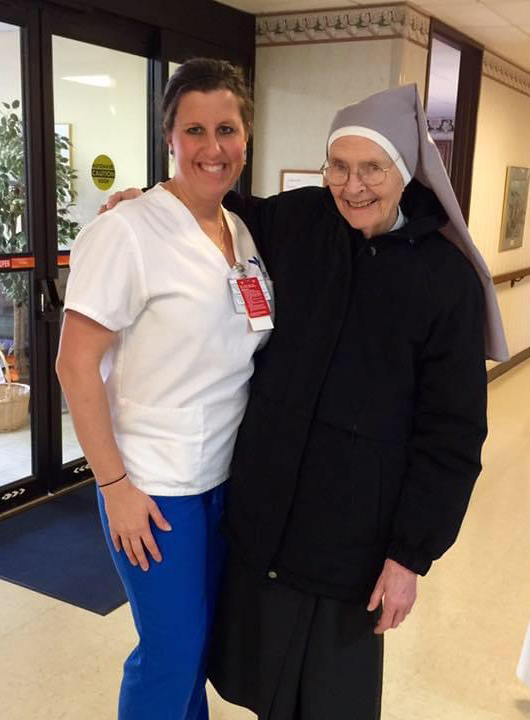 Noëlle Loving during nursing school, while working in the palliative care unit at Massey.