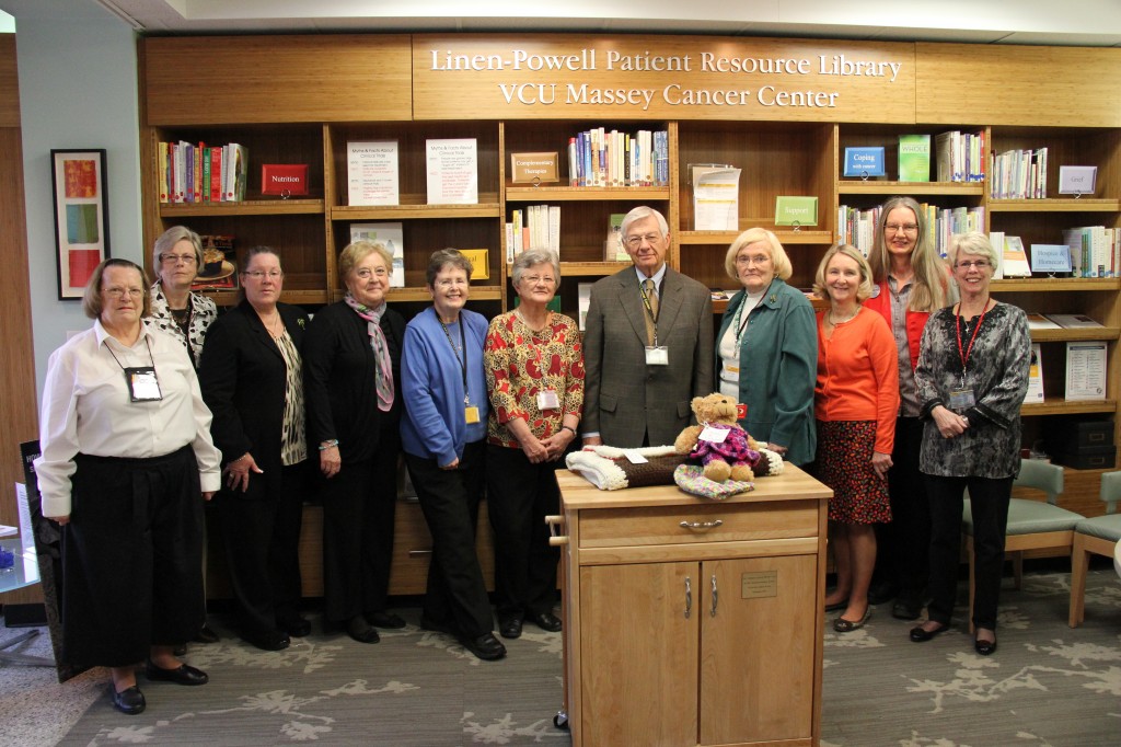 Members of the Medical College of Virginia Hospitals (MCVH) Auxiliary came together to provide Massey’s palliative care unit with a cart full of activities to comfort patients and their families.