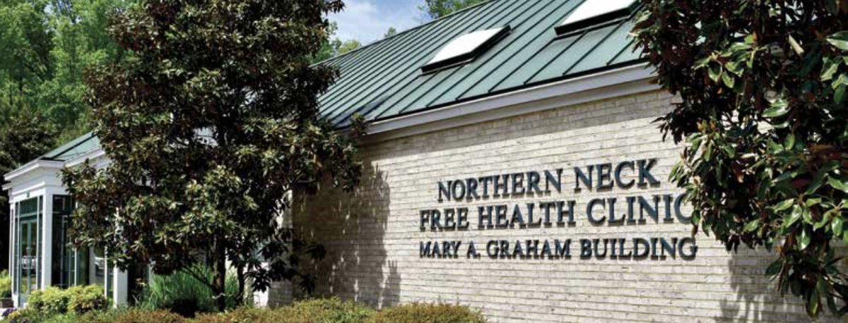 Photo of Northern Neck Free Health Clinic building and sign, located in Middlesex County, Virginia